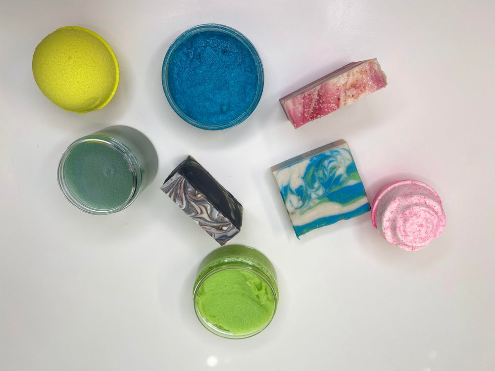 Artisan handmade soap, bath bombs, salt and sugar scrubs, bubble scoops, bubble bars